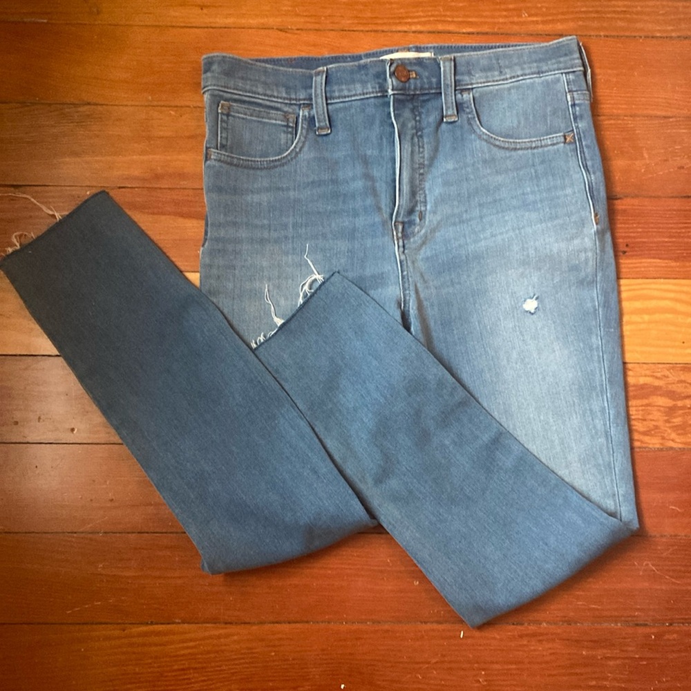 Madewell 10” High Rise Jeggings Distressed Ankle Crop 28